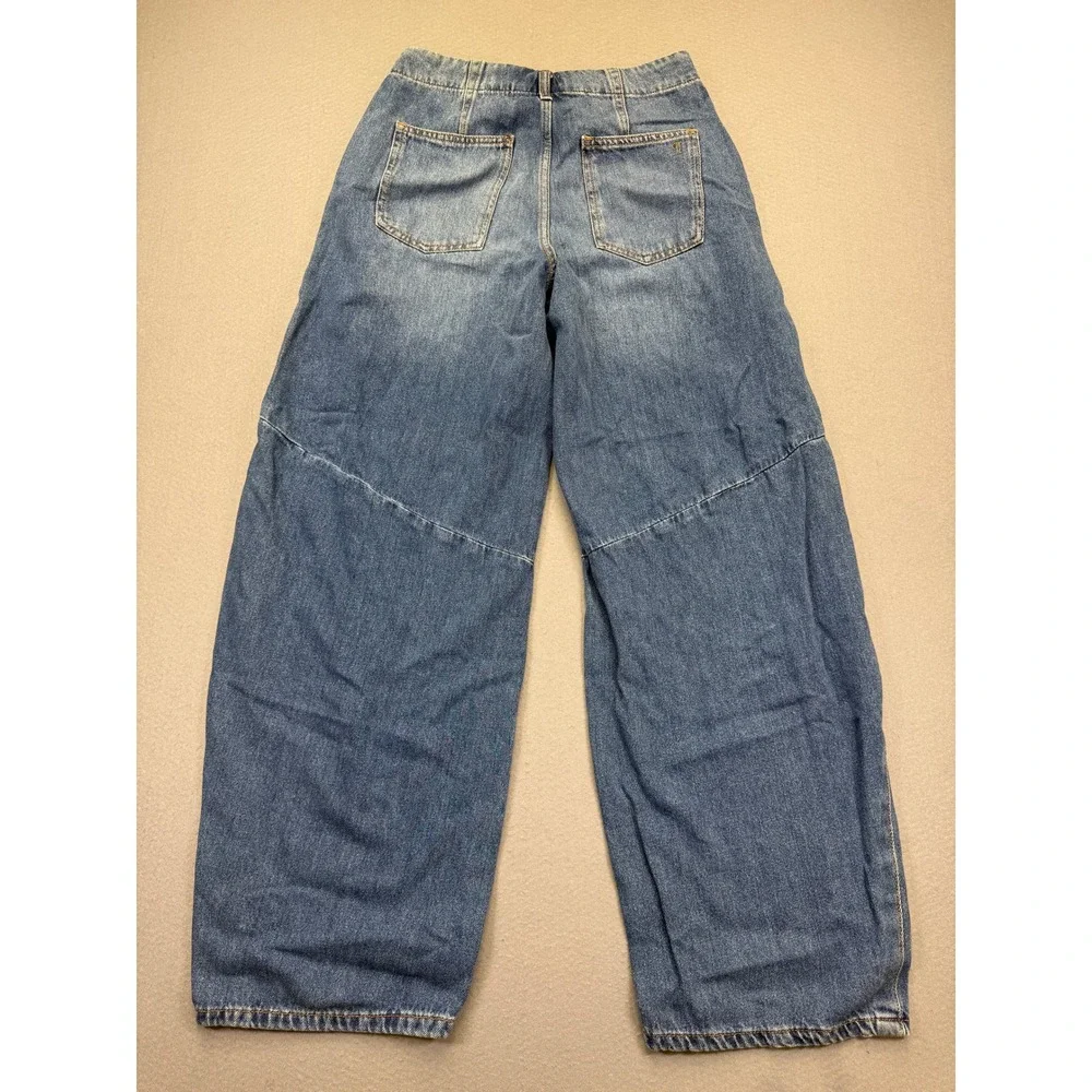 Pilcro Anthropologie Barrel Leg Jeans 27 Medium Wash Blue High Rise Relaxed Seam